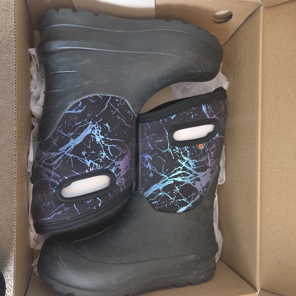 Black and Multicolor Waterproof Boots
